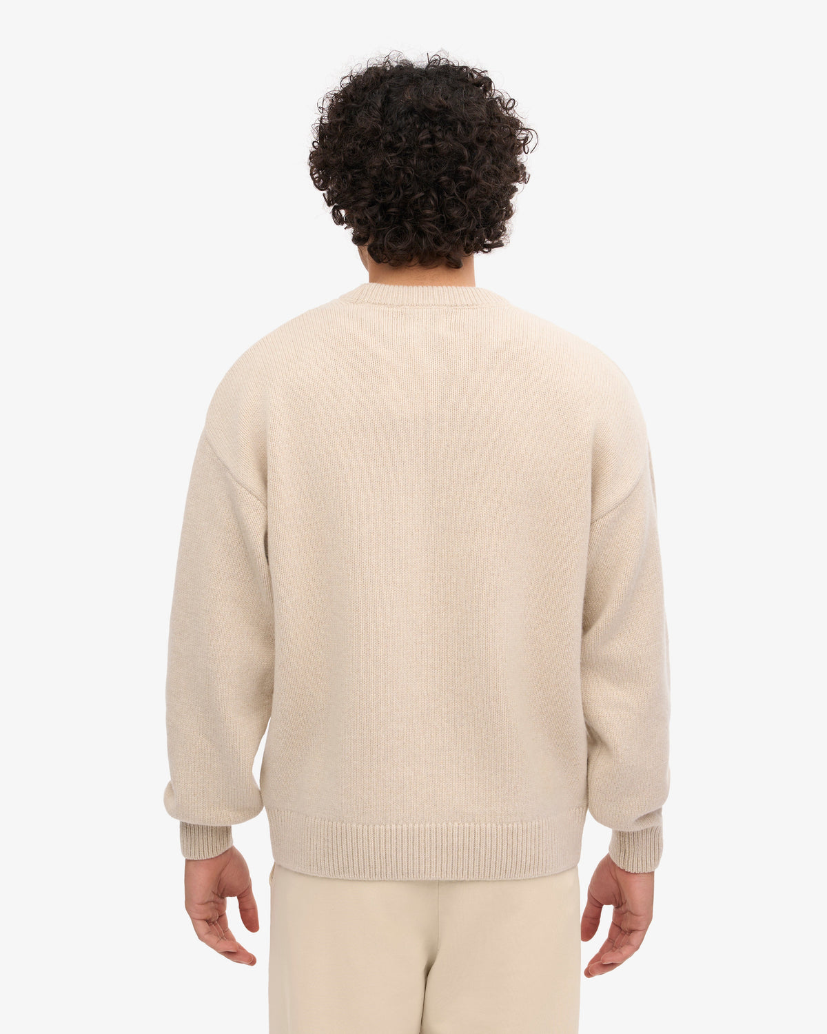 Men's Oversized Merino Wool Crew Neck Jumper in Ivory White – view 4