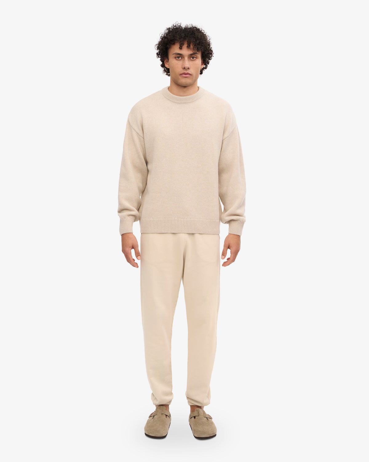 Men's Oversized Merino Wool Crew Neck Jumper in Ivory White – view 5
