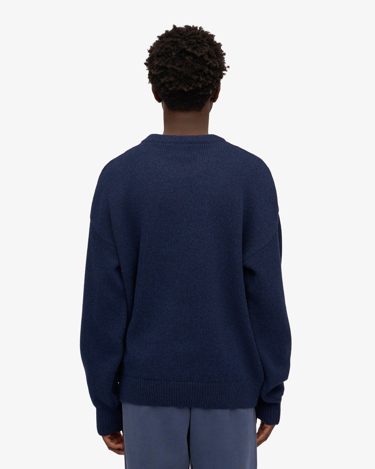 Men's Merino Wool Oversized Crew Jumper in Marine Blue – view 4