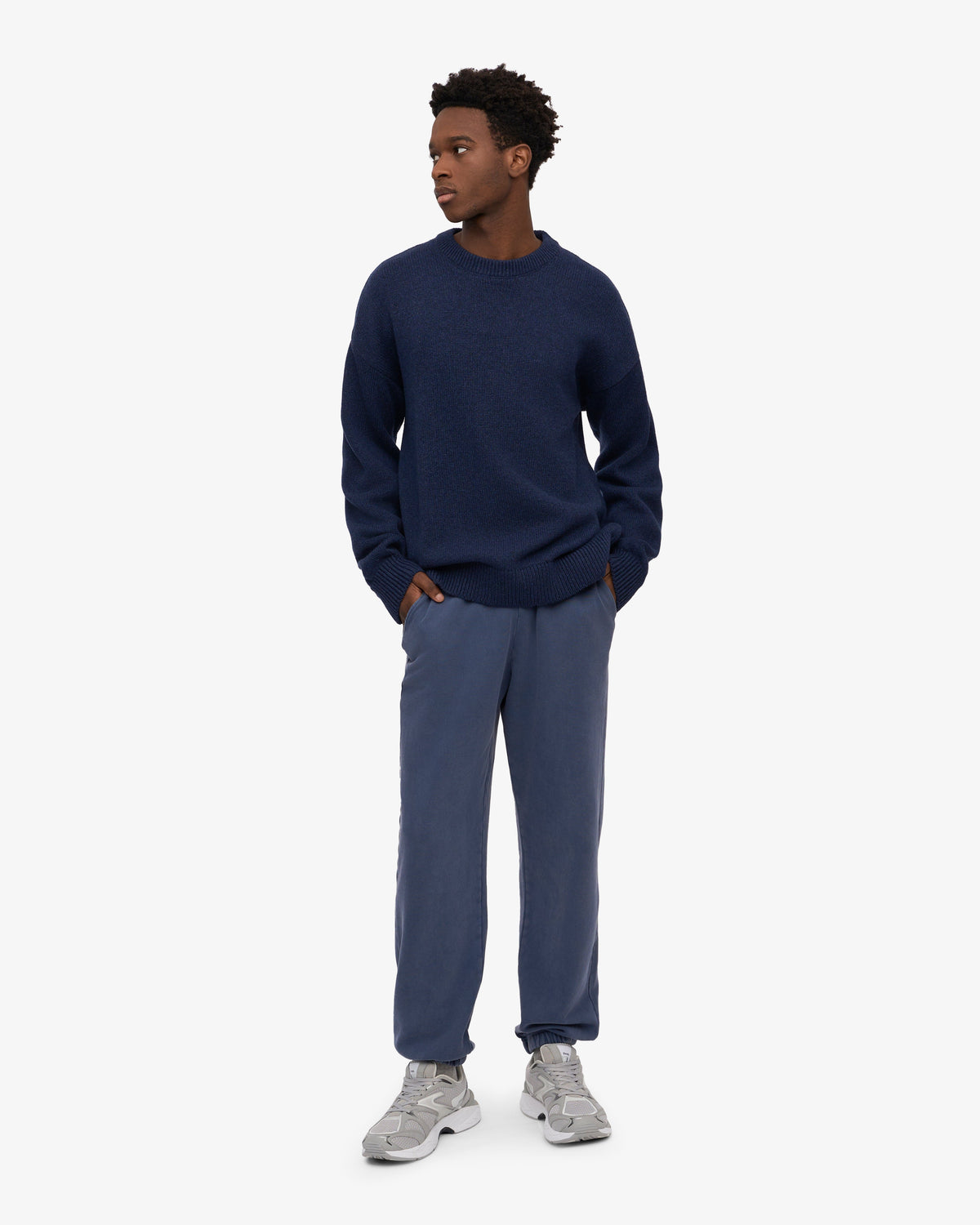 Men's Merino Wool Oversized Crew Jumper in Marine Blue – view 5