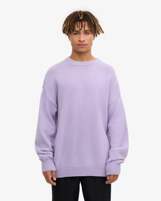 Men's Merino Wool Oversized Crew Jumper in Soft Lavender – view 2