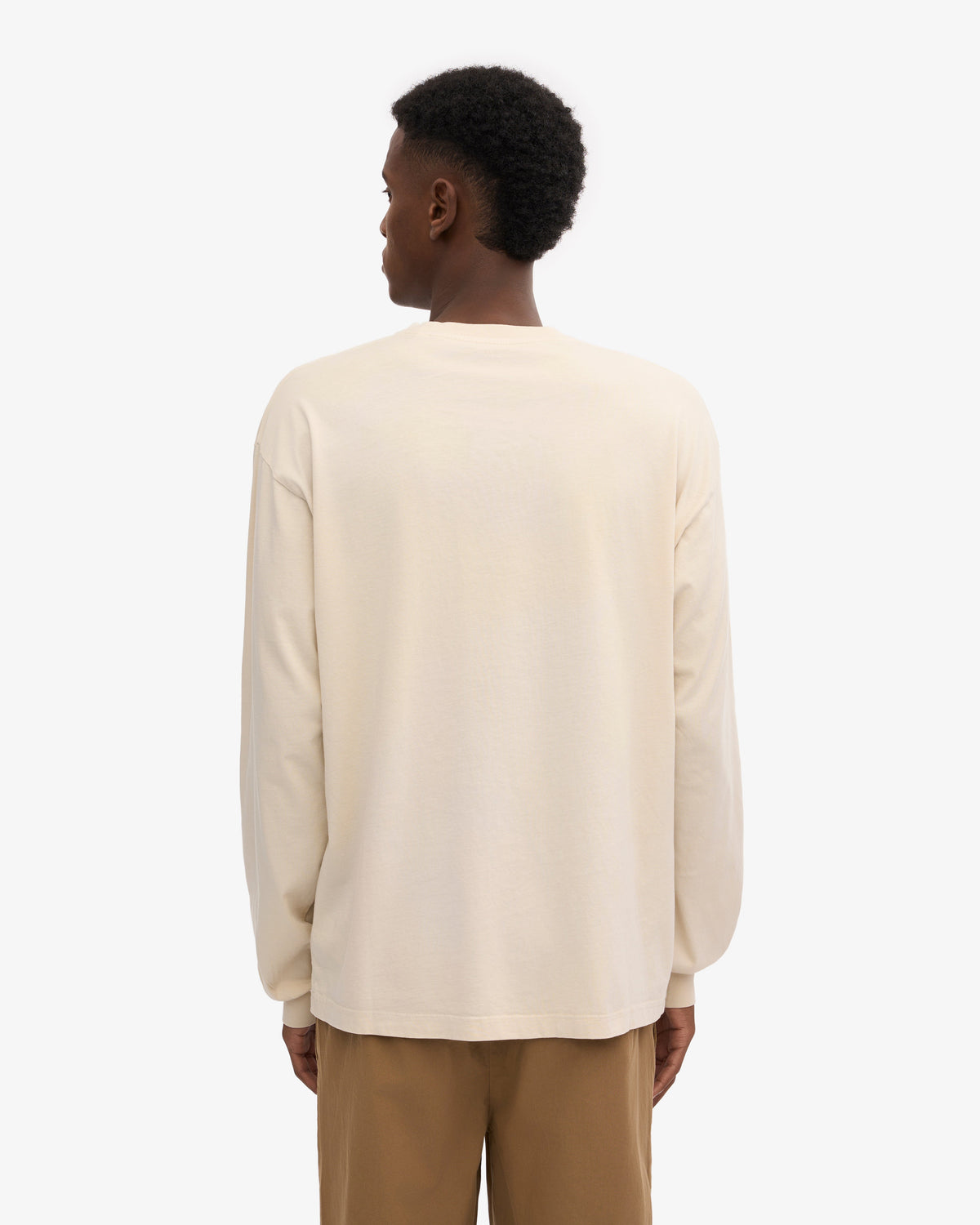 Men's Organic Cotton Oversized Long Sleeve T-Shirt in Ivory White – view 4