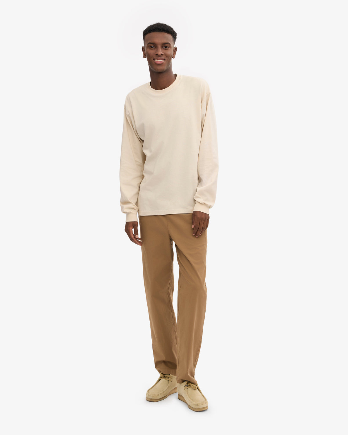 Men's Organic Cotton Oversized Long Sleeve T-Shirt in Ivory White – view 5