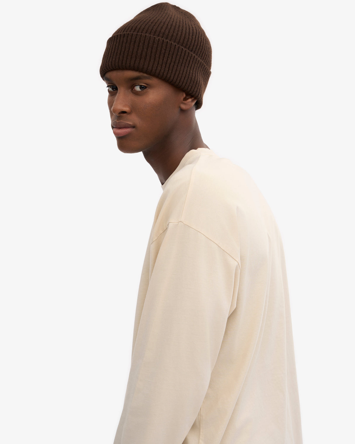 Men's Organic Cotton Oversized Long Sleeve T-Shirt in Ivory White – view 6