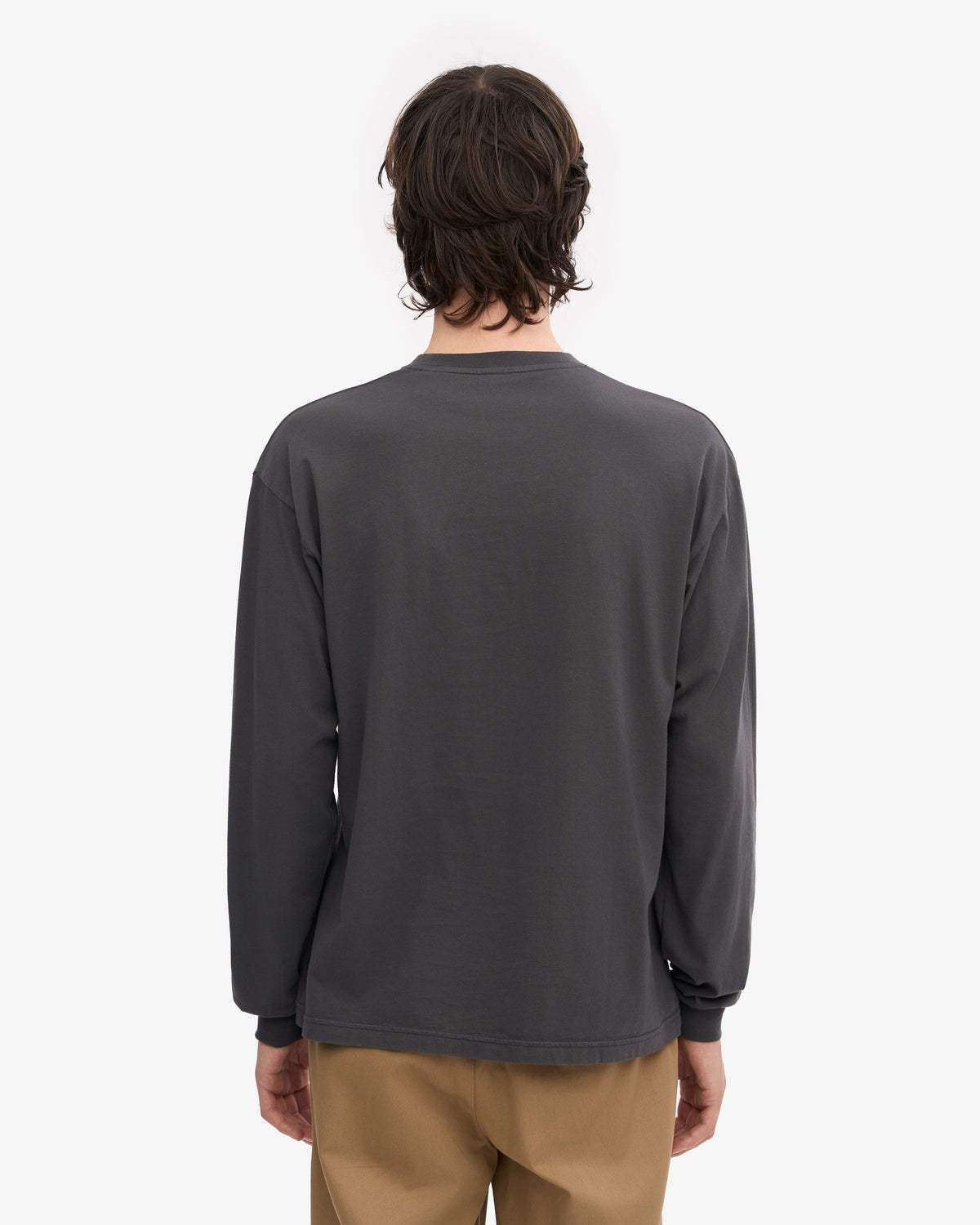 Men's Organic Cotton Oversized Long Sleeve T-Shirt in Lava Grey – view 4