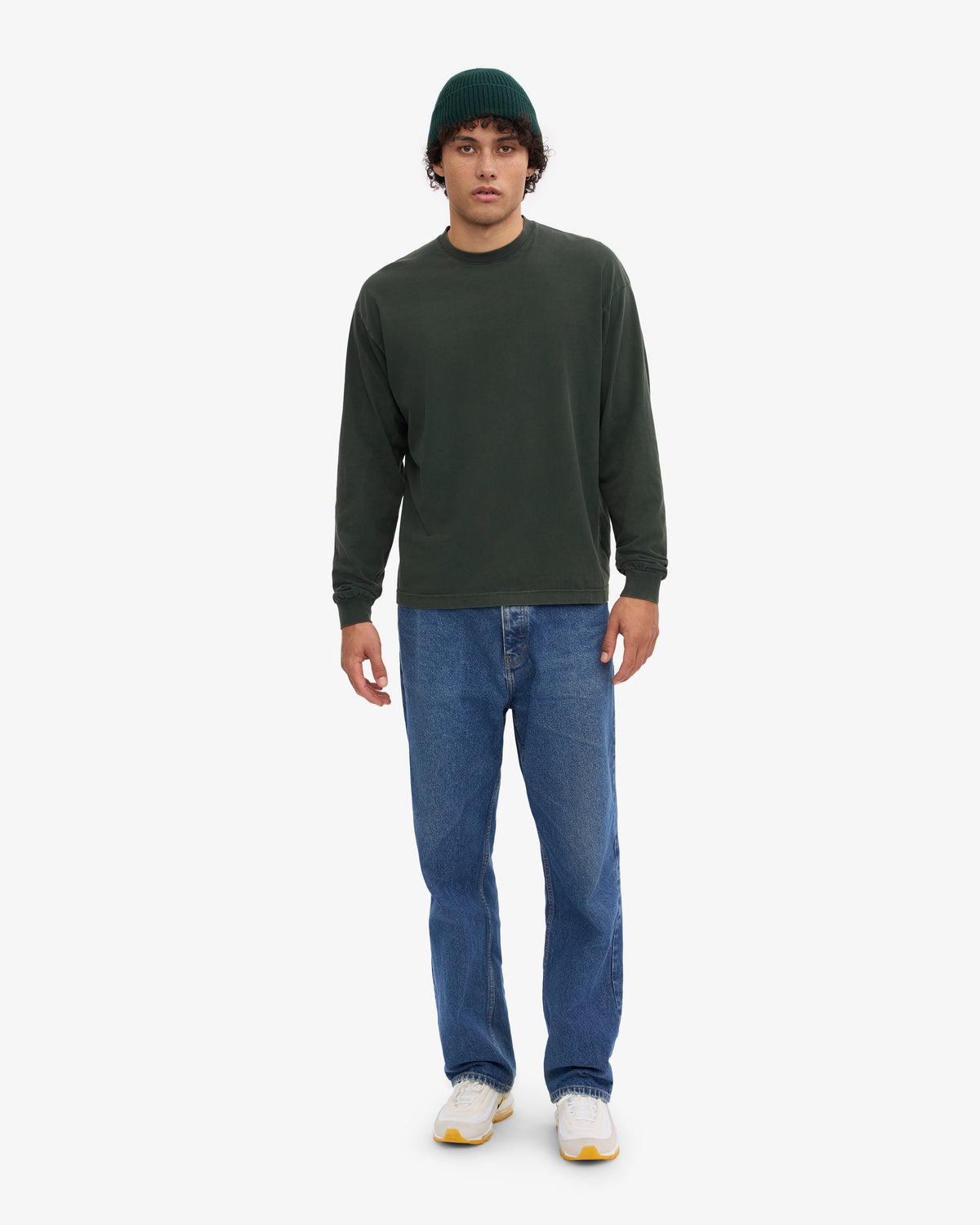 Men's Organic Cotton Oversized Long Sleeve T-Shirt in Midnight Forest – view 5