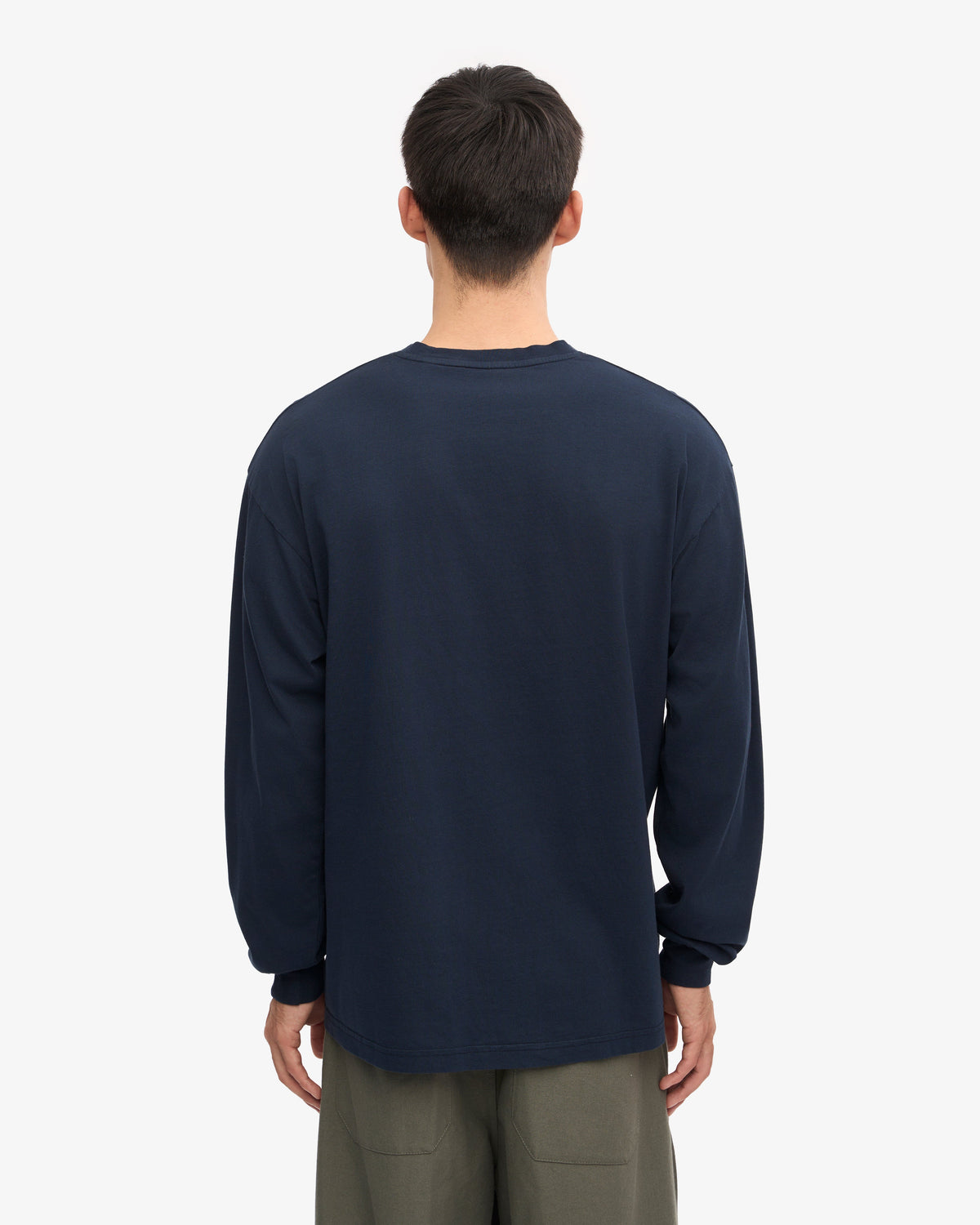 Men's Organic Cotton Oversized Long Sleeve T-Shirt in Navy Blue – view 4