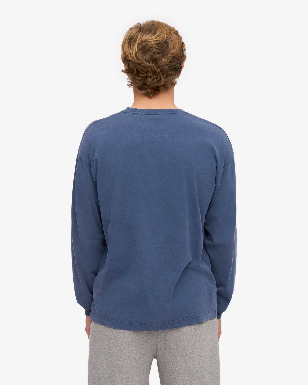 Men's Organic Cotton Oversized Long Sleeve T-Shirt in Neptune Blue – view 4