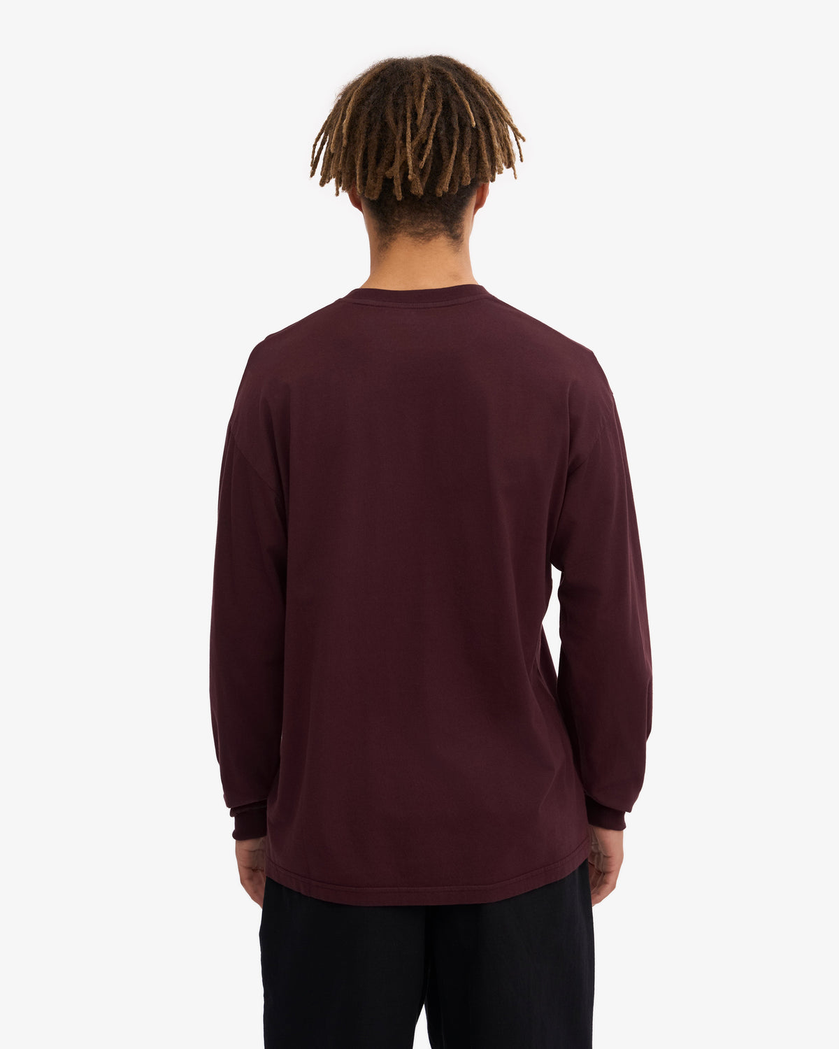 Men's Organic Cotton Oversized Long Sleeve T-Shirt in Oxblood Red – view 4