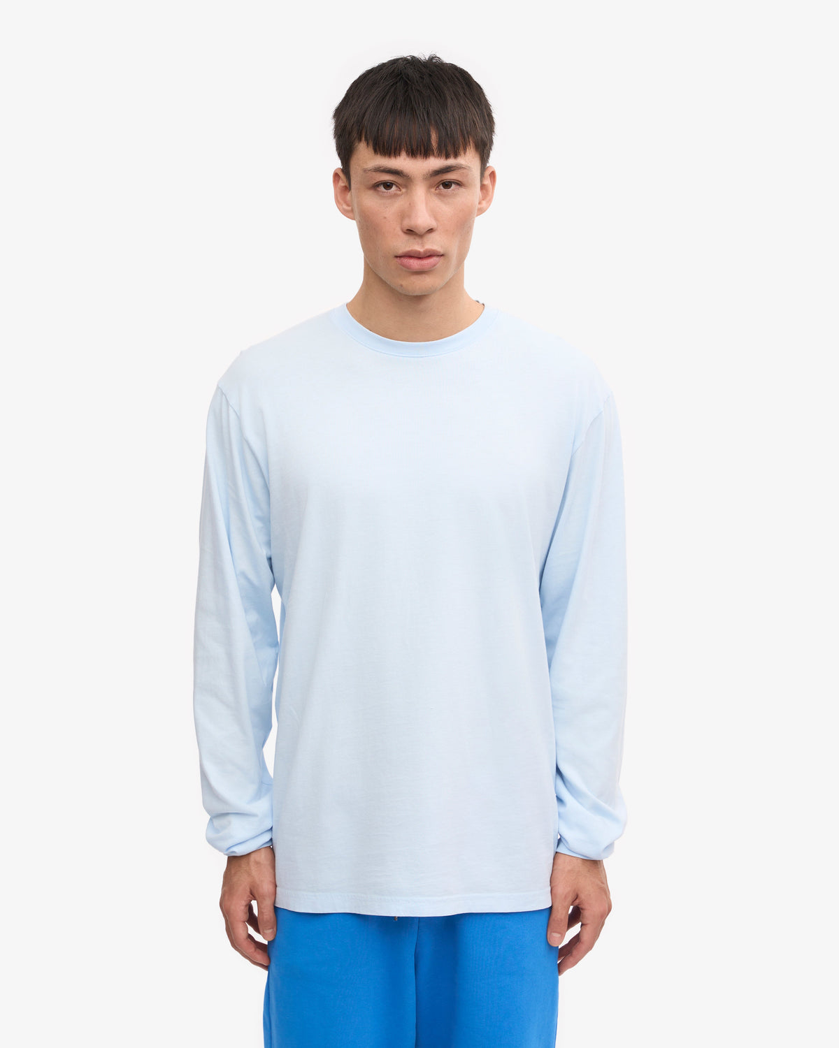 Men's Organic Cotton Oversized Long Sleeve T-Shirt in Polar Blue – view 2