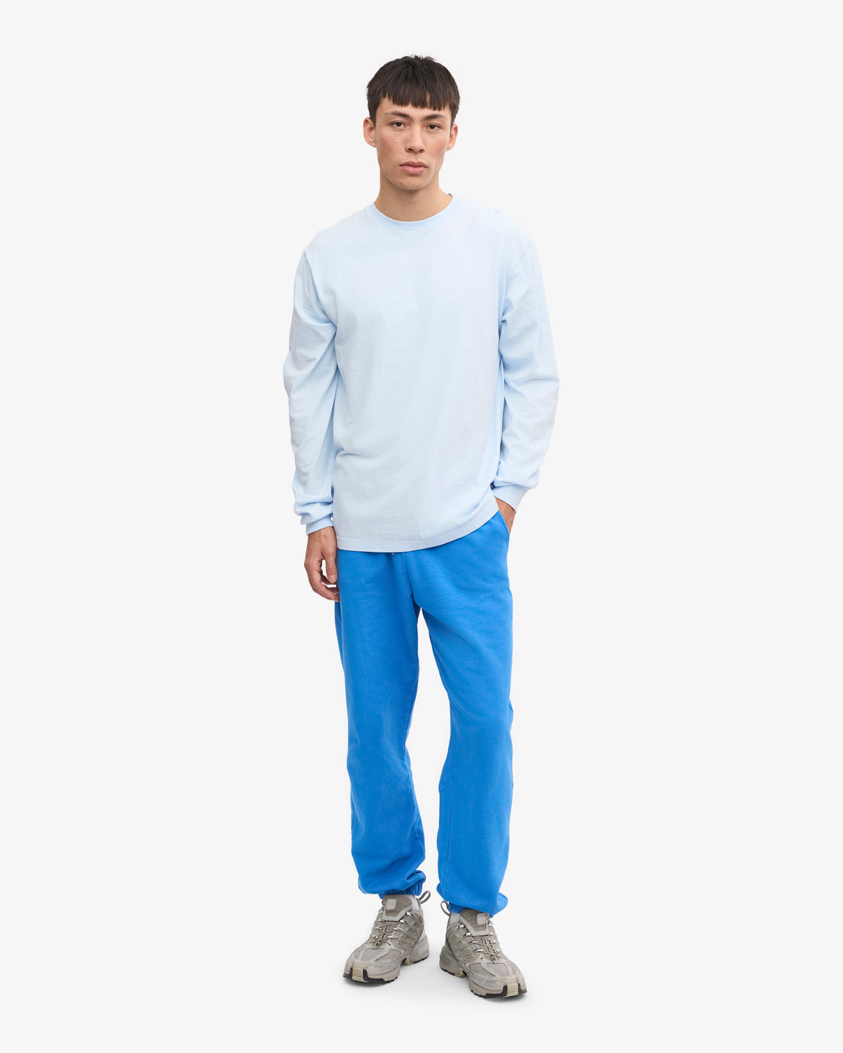 Men's Organic Cotton Oversized Long Sleeve T-Shirt in Polar Blue – view 5