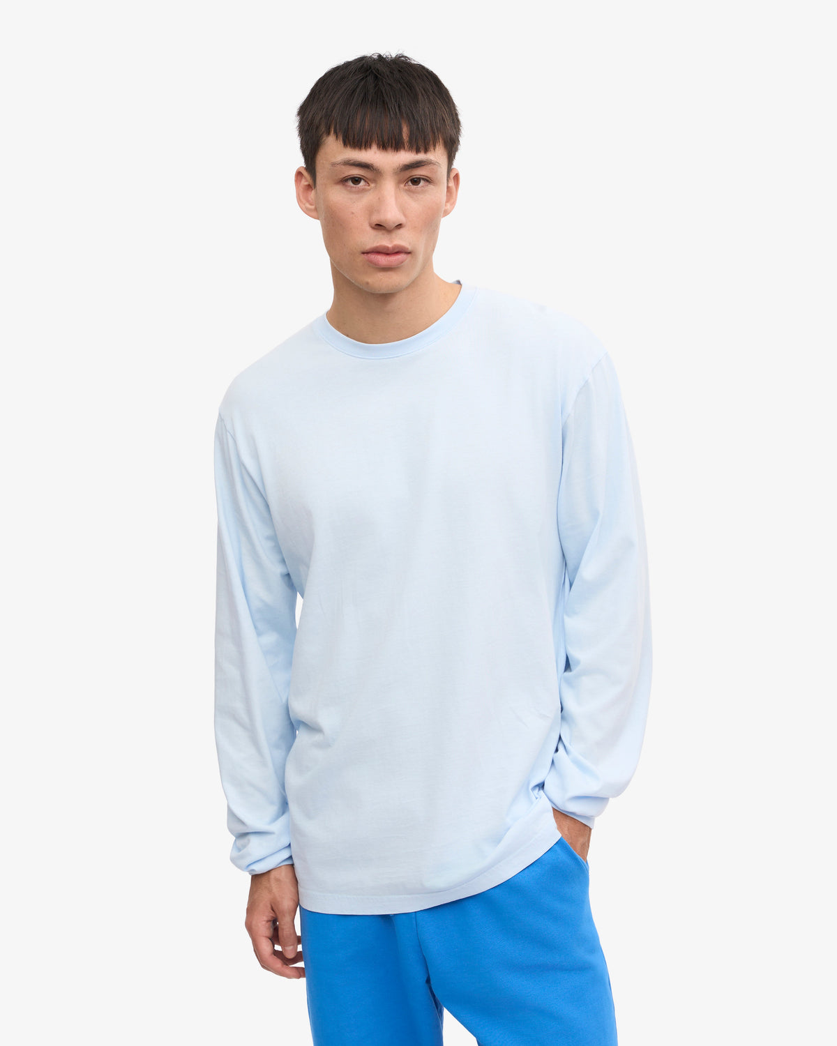 Men's Organic Cotton Oversized Long Sleeve T-Shirt in Polar Blue – view 6