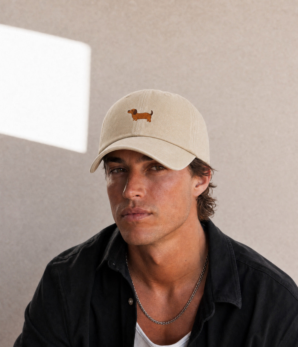 Sausage Dog Men's Embroidered Washed Cotton Baseball Cap – view 3
