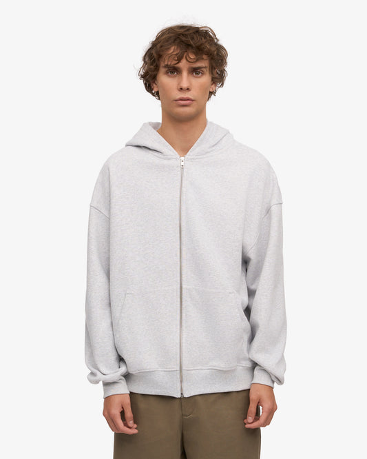 Men's Organic Cotton Oversized Zip Hoodie – Full-Zip Front, Garment-Dyed, Relaxed Fit | Snow Melange