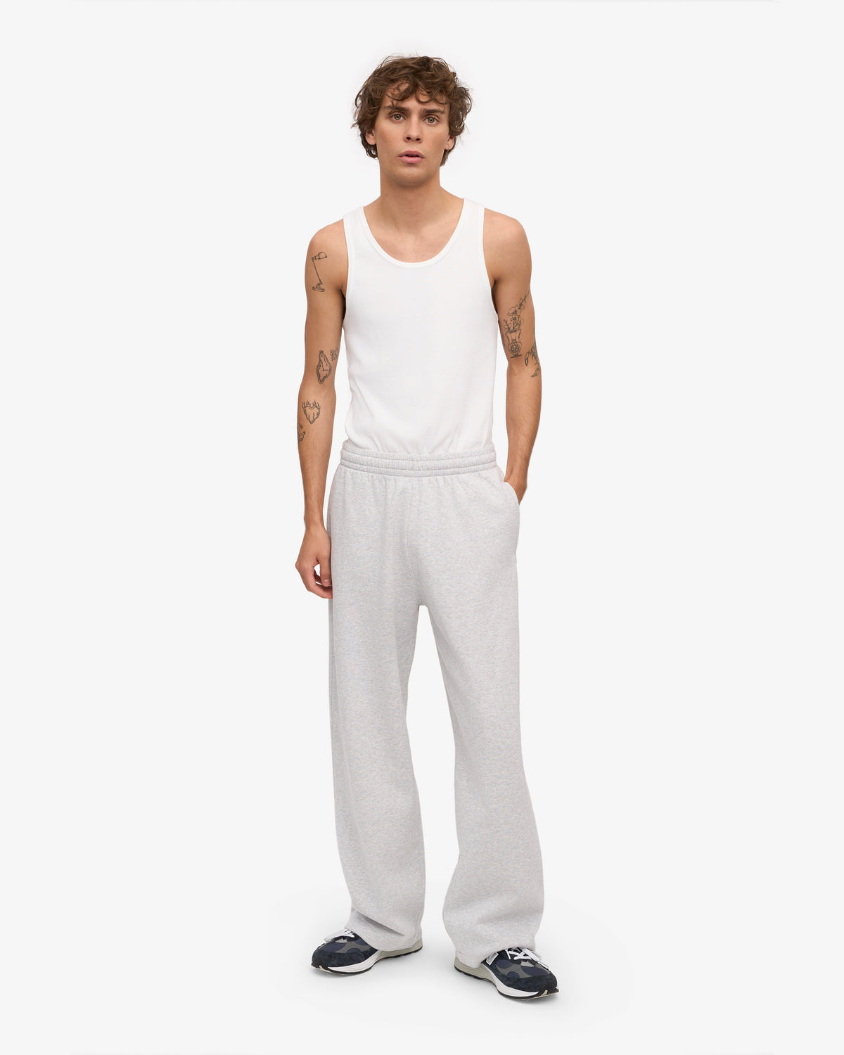 Men's Organic Cotton Straight Leg Sweatpants in Snow Melange – view 2