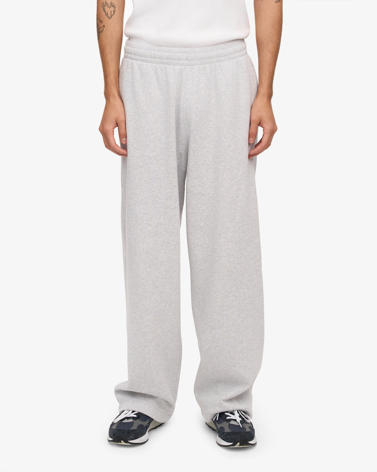 Men's Organic Cotton Straight Leg Sweatpants in Snow Melange – view 3