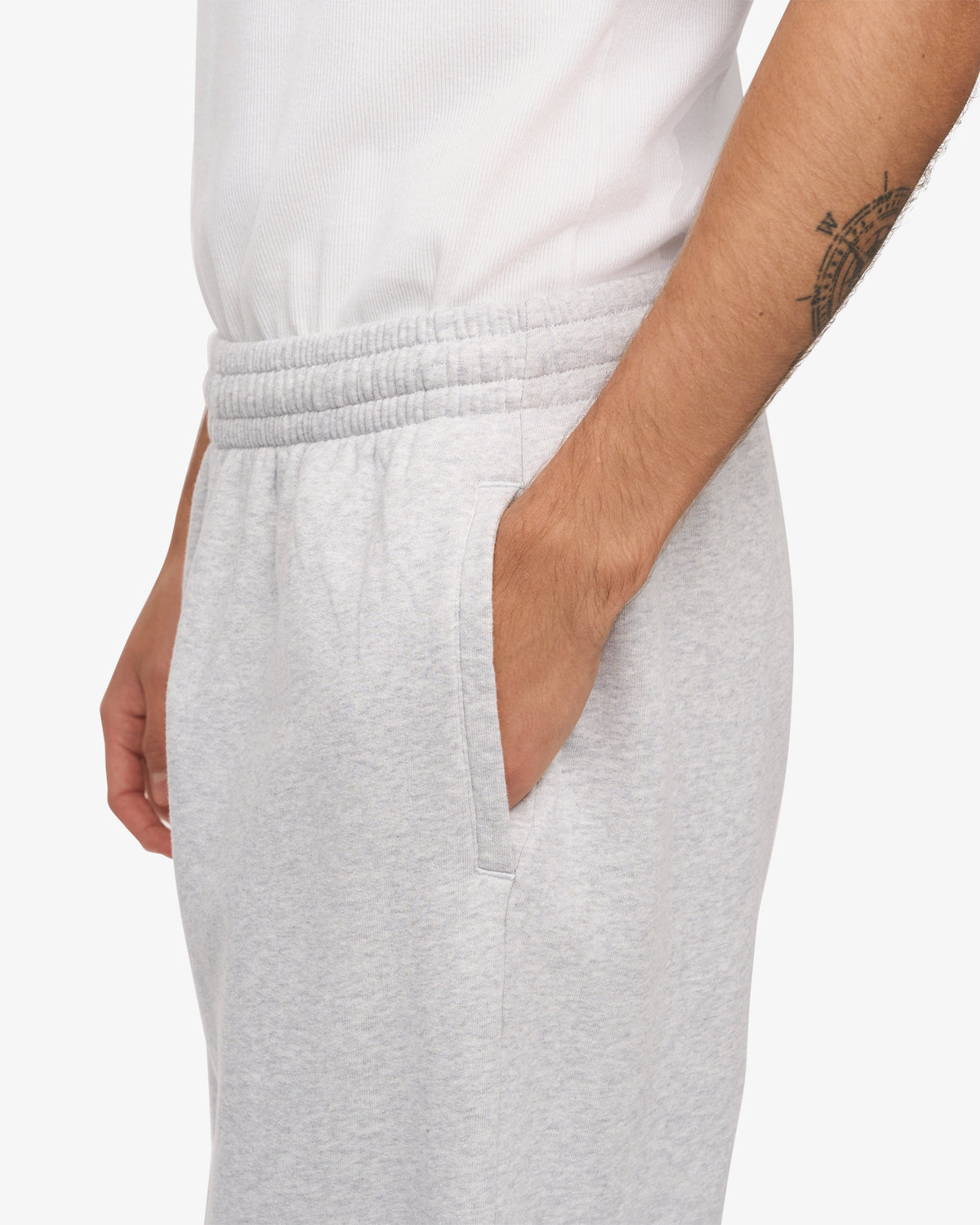 Men's Organic Cotton Straight Leg Sweatpants in Snow Melange – view 6