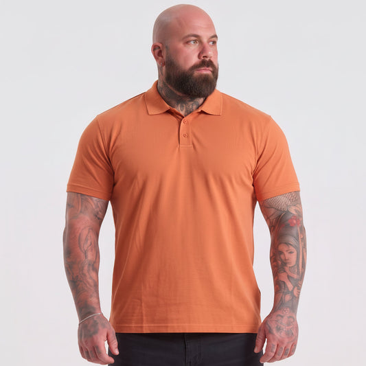 Sunburn Men's Fitted Polo Shirt – Soft Cotton Blend Jersey, Classic Side Seams, Tagless Neck | Sizes L to 6XL
