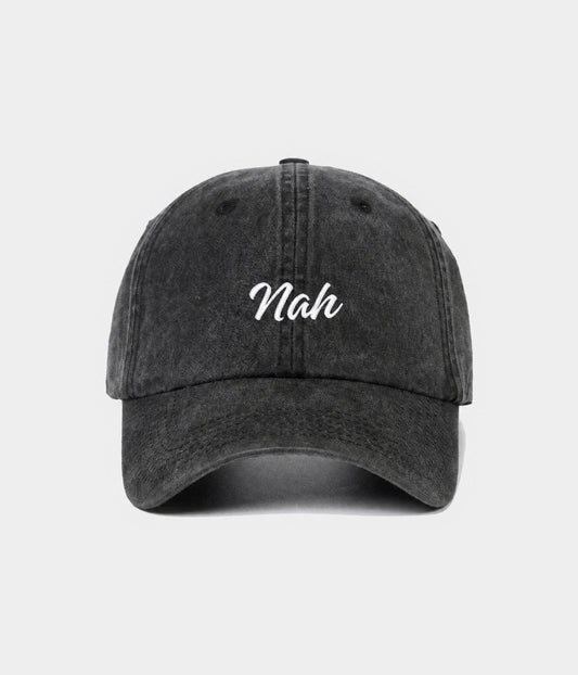 Nah Men's Embroidered Washed Cotton Baseball Cap in Black – view 1