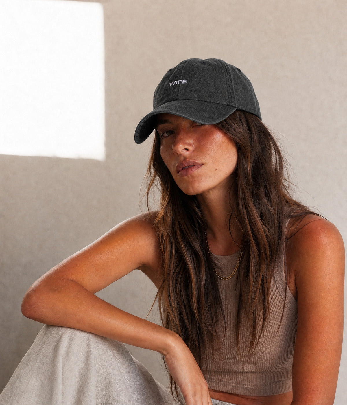 Washed Cotton Baseball Cap in Black – view 2